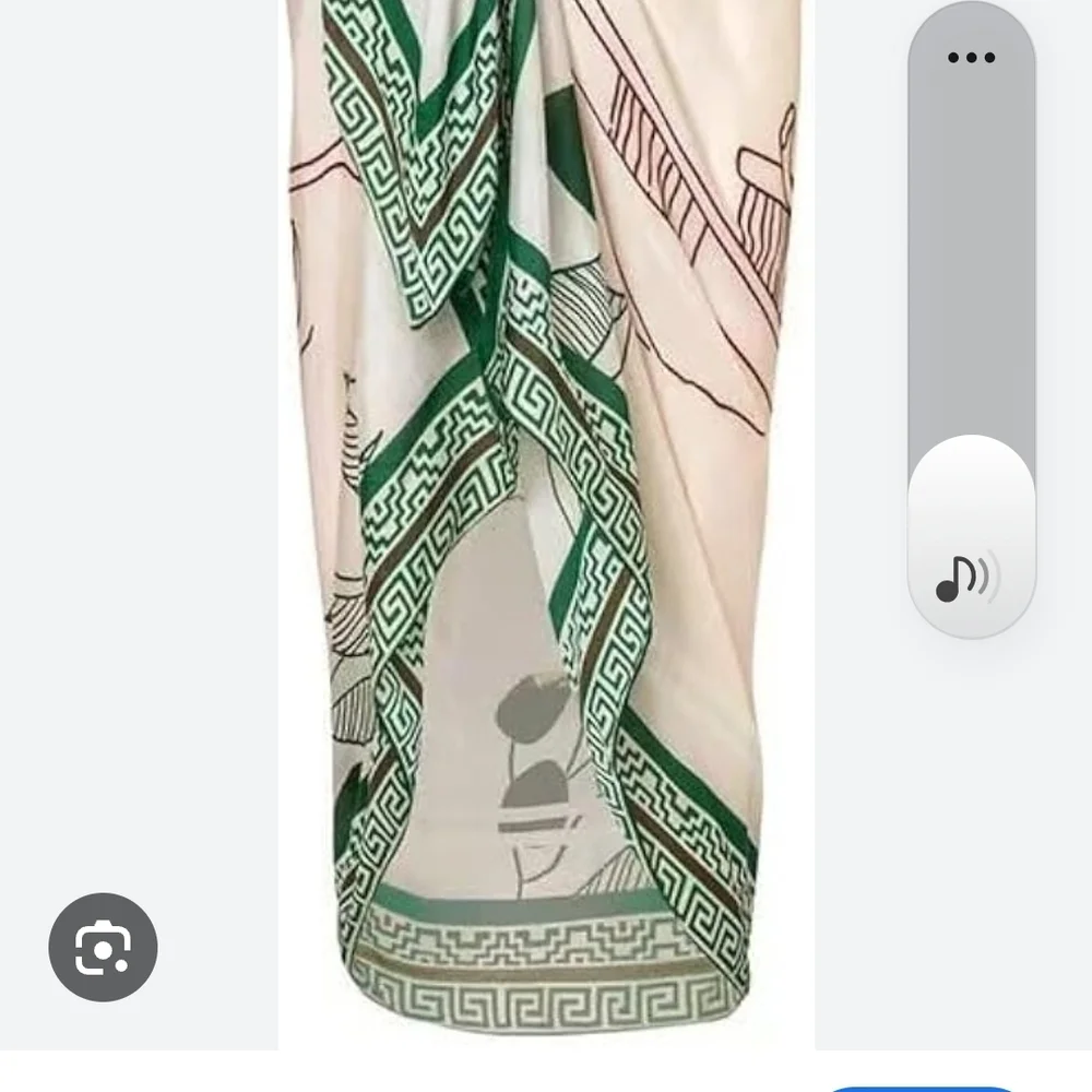 Oceanlass Cover Up Swim Wrap Skirt Green White Geometric Patterned Skirt Floral - Picture 3 of 11